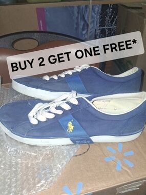 BUY 2 GET ONE FREE* Vintage Polo By Ralph Lauren Blue Canvas Sneakers Size 12m